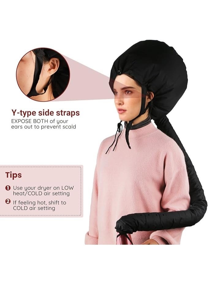 DUNISO Bonnet Hooded Hair Dryer Attachment, Large Adjustable Deep Conditioning Cap,Drying Heat Cap with Elastic Strap,Sturdy and Durable,Use for Hair Styling, Hair Drying, Curling and Deep Conditioning - Image 2